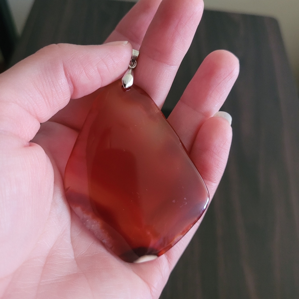 Oversized agate slice pendant - Picture 2 of 4